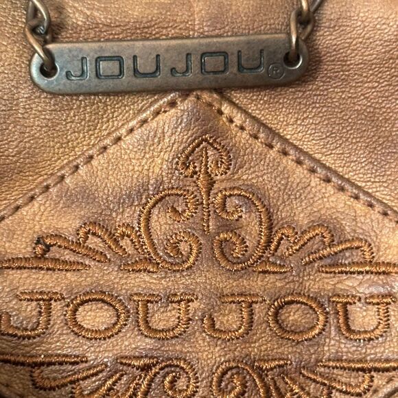 Jou Jou Faux Leather Brown Bomber Jacket - Picture 3 of 7